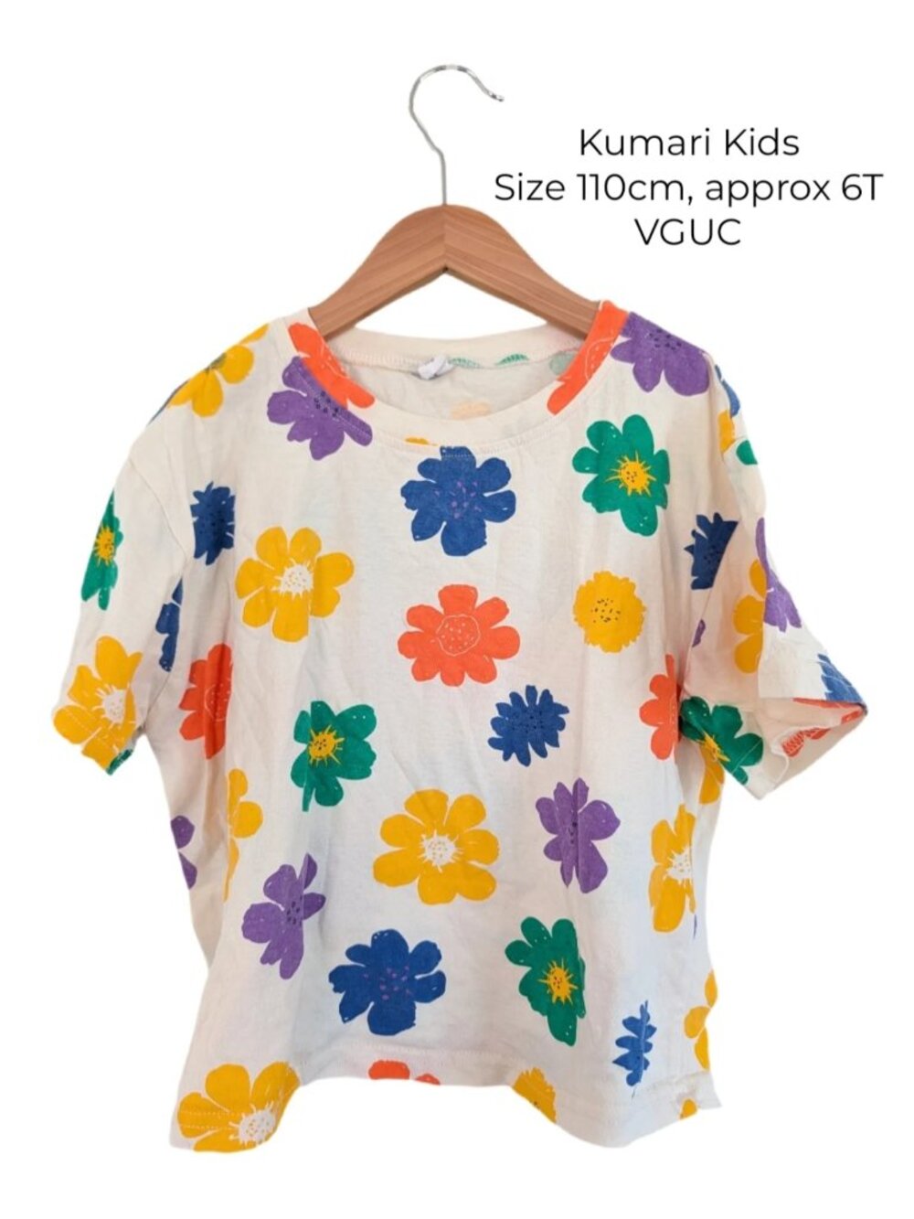 Kumari Kids Floral Boxy Tee 6T Girls Clothes